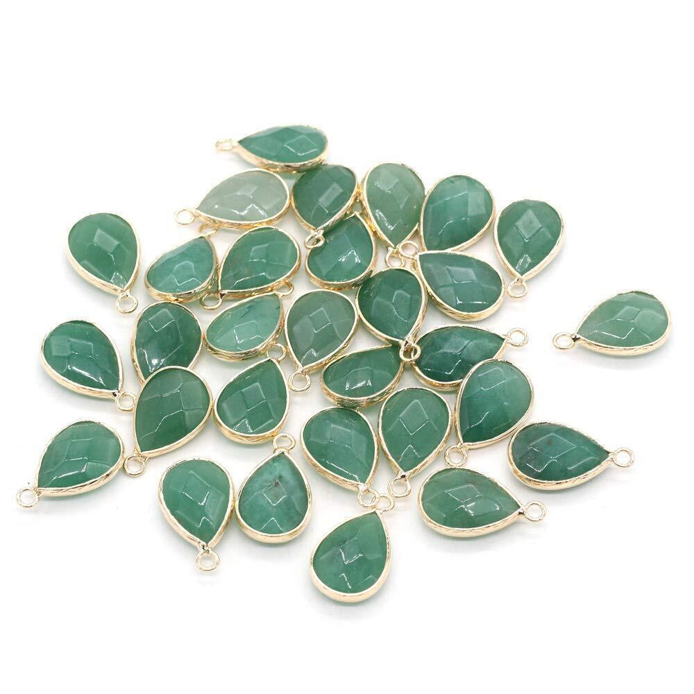 3403 natural stone pendants waterdrop faceted green aventurine chakra reiki